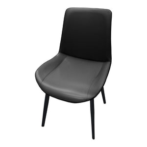 English Elm Black PU Leather Dining Chair Set Curved Ergonomic Seat Steel Legs Modern Kitchen Black W5815P507373
