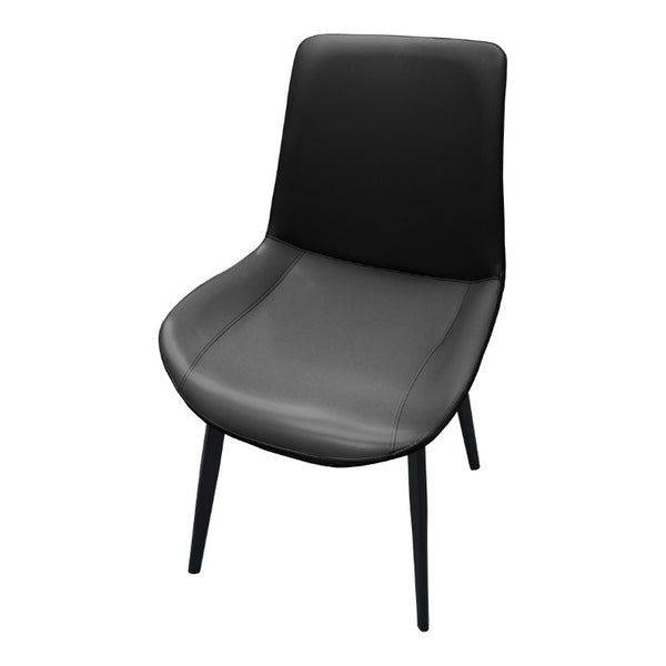 English Elm Black PU Leather Dining Chair Set Curved Ergonomic Seat Steel Legs Modern Kitchen Black W5815P507373
