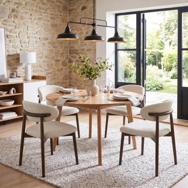 English Elm Set of 4 Solid Wood Farmhouse Dining Chairs Upholstered Cushion Ergonomic Back Beige W5815P507379