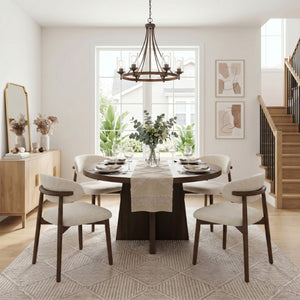 English Elm Set of 4 Solid Wood Farmhouse Dining Chairs Upholstered Cushion Ergonomic Back Beige W5815P507379