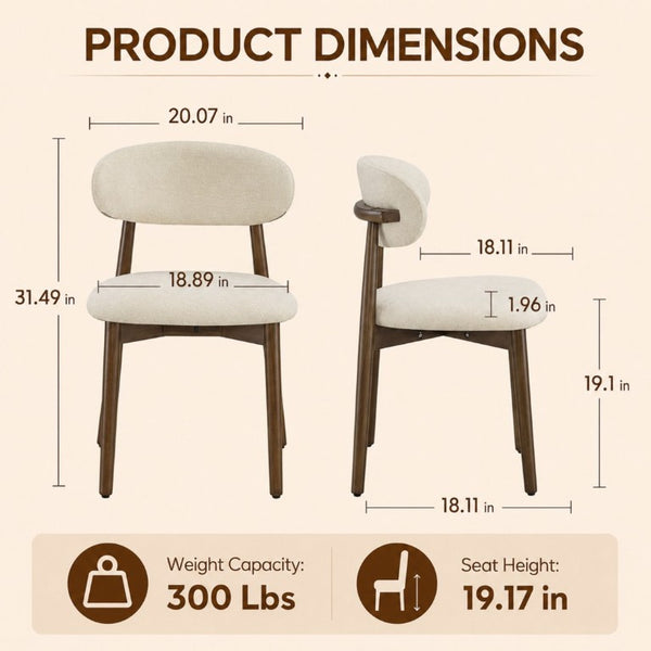 English Elm Set of 4 Solid Wood Farmhouse Dining Chairs Upholstered Cushion Ergonomic Back Beige W5815P507379