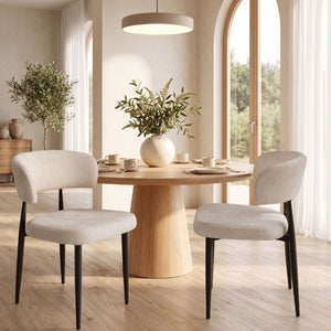 English Elm Two Faux Leather Bucket Seat Dining Chairs Mid Century Modern with Curved Arms W5815P509398