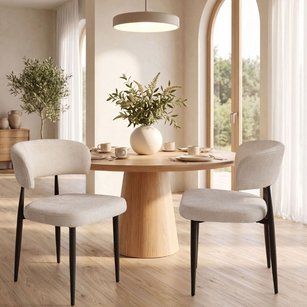 English Elm Two Faux Leather Bucket Seat Dining Chairs Mid Century Modern with Curved Arms W5815P509398