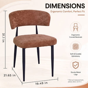 English Elm Two Faux Leather Bucket Seat Dining Chairs Mid-Century Modern with Armrests Metal Legs W5815P509400
