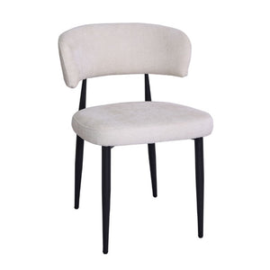English Elm Four Faux Leather Bucket Seat Dining Chairs with Curved Backs and Metal Legs Beige W5815P509401