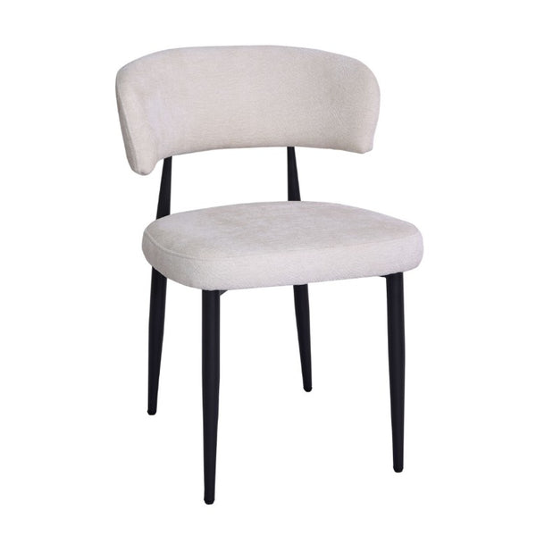 English Elm Four Faux Leather Bucket Seat Dining Chairs with Curved Backs and Metal Legs Beige W5815P509401