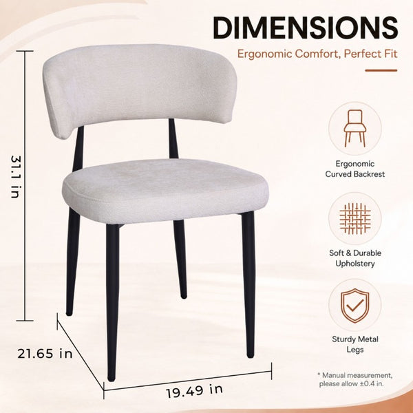 English Elm Four Faux Leather Bucket Seat Dining Chairs with Curved Backs and Metal Legs Beige W5815P509401