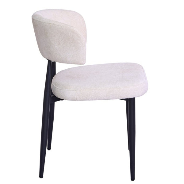 English Elm Four Faux Leather Bucket Seat Dining Chairs with Curved Backs and Metal Legs Beige W5815P509401