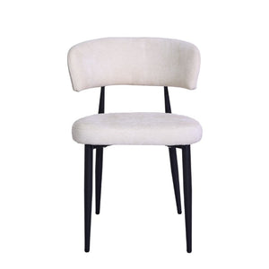English Elm Four Faux Leather Bucket Seat Dining Chairs with Curved Backs and Metal Legs Beige W5815P509401