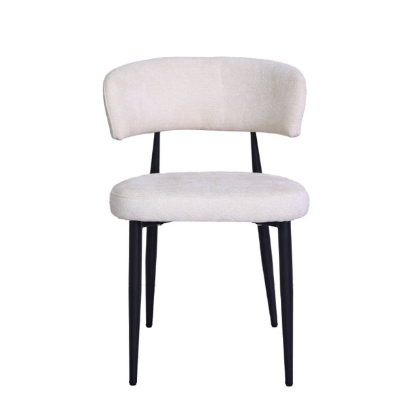 English Elm Four Faux Leather Bucket Seat Dining Chairs with Curved Backs and Metal Legs Beige W5815P509401