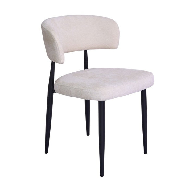 English Elm Four Faux Leather Bucket Seat Dining Chairs with Curved Backs and Metal Legs Beige W5815P509401