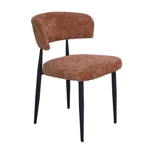 English Elm Four Faux Leather Bucket Seat Dining Chairs with Curved Backs and Metal Legs Brown W5815P509402