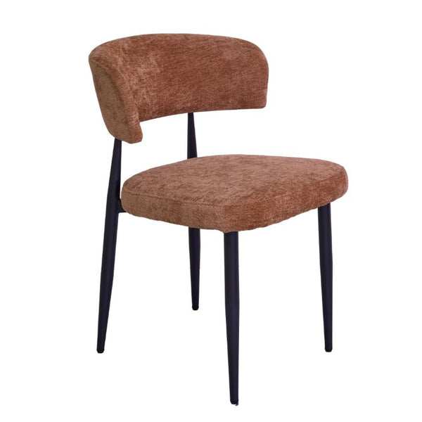 English Elm Four Faux Leather Bucket Seat Dining Chairs with Curved Backs and Metal Legs Brown W5815P509402