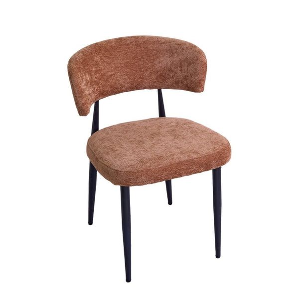 English Elm Four Faux Leather Bucket Seat Dining Chairs with Curved Backs and Metal Legs Brown W5815P509402
