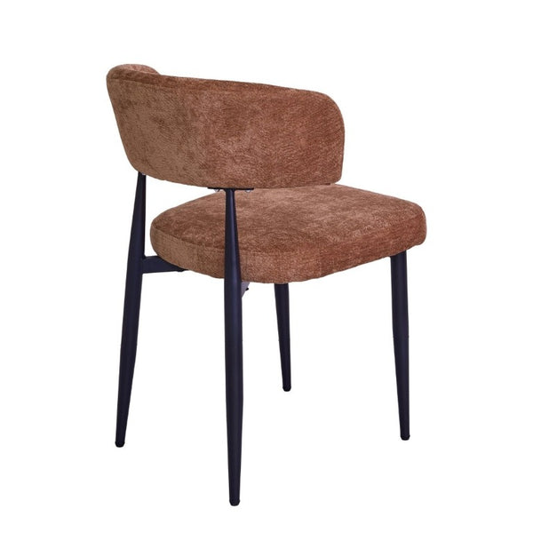 English Elm Four Faux Leather Bucket Seat Dining Chairs with Curved Backs and Metal Legs Brown W5815P509402