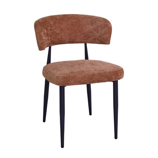 English Elm Four Faux Leather Bucket Seat Dining Chairs with Curved Backs and Metal Legs Brown W5815P509402