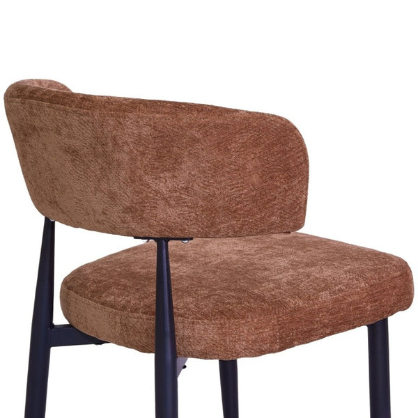 English Elm Four Faux Leather Bucket Seat Dining Chairs with Curved Backs and Metal Legs Brown W5815P509402