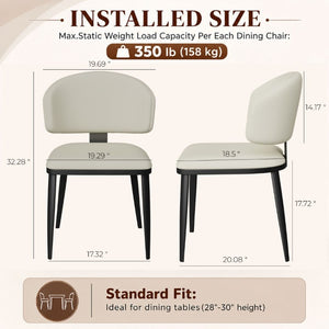 English Elm Set of 2 Armless PU Leather Dining Chairs Curved Back Retro Minimalist Style Beige W5815P509403