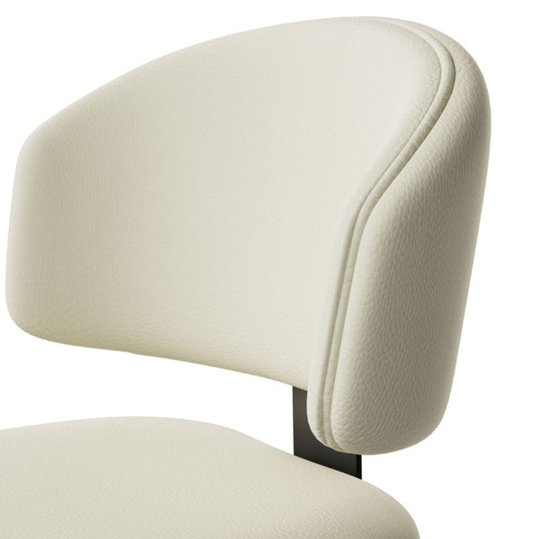 English Elm Set of 2 Armless PU Leather Dining Chairs Curved Back Retro Minimalist Style Beige W5815P509403