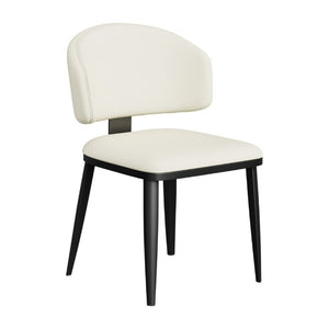 English Elm Set of 2 Armless PU Leather Dining Chairs Curved Back Retro Minimalist Style Beige W5815P509403