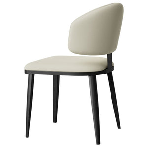 English Elm Set of 2 Armless PU Leather Dining Chairs Curved Back Retro Minimalist Style Beige W5815P509403