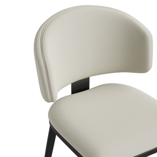English Elm Set of 2 Armless PU Leather Dining Chairs Curved Back Retro Minimalist Style Beige W5815P509403