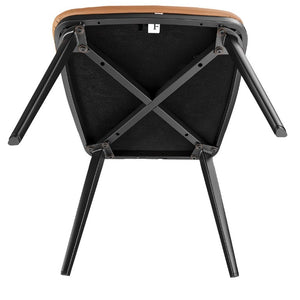English Elm Set of 2 Armless PU Leather Dining Chairs Curved Back Retro Minimalist Style Brown W5815P509404
