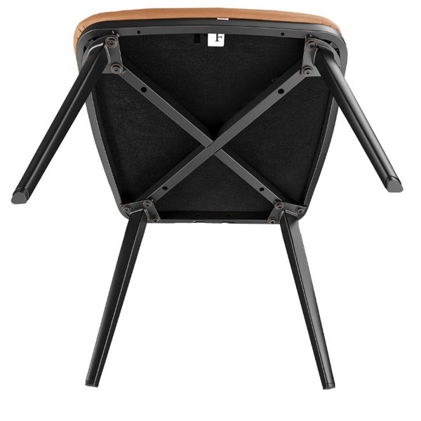 English Elm Set of 2 Armless PU Leather Dining Chairs Curved Back Retro Minimalist Style Brown W5815P509404
