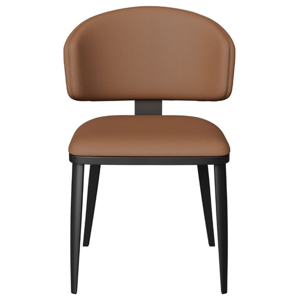 English Elm Set of 2 Armless PU Leather Dining Chairs Curved Back Retro Minimalist Style Brown W5815P509404