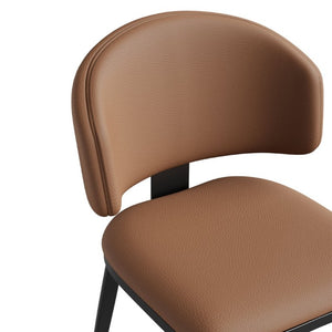 English Elm Set of 2 Armless PU Leather Dining Chairs Curved Back Retro Minimalist Style Brown W5815P509404