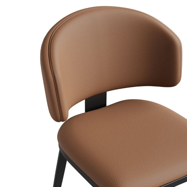English Elm Set of 2 Armless PU Leather Dining Chairs Curved Back Retro Minimalist Style Brown W5815P509404