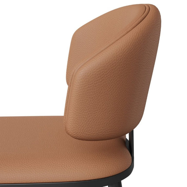 English Elm Set of 2 Armless PU Leather Dining Chairs Curved Back Retro Minimalist Style Brown W5815P509404