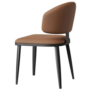 English Elm Set of 2 Armless PU Leather Dining Chairs Curved Back Retro Minimalist Style Brown W5815P509404