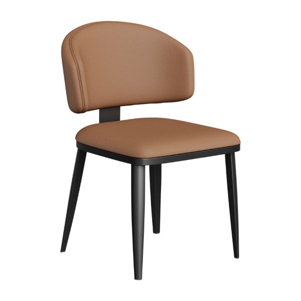 English Elm Set of 2 Armless PU Leather Dining Chairs Curved Back Retro Minimalist Style Brown W5815P509404