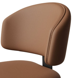 English Elm Set of 2 Armless PU Leather Dining Chairs Curved Back Retro Minimalist Style Brown W5815P509404