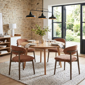 English Elm Set of 4 Solid Wood Farmhouse Dining Chairs Upholstered Cushion Ergonomic Back Brown W5815P509406