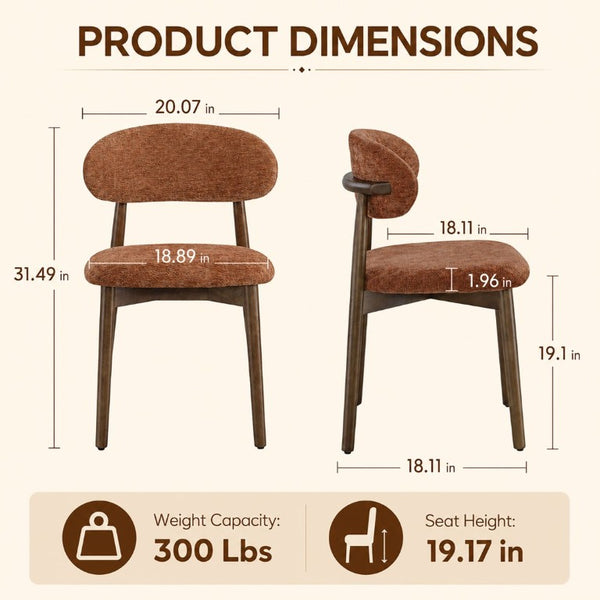 English Elm Set of 4 Solid Wood Farmhouse Dining Chairs Upholstered Cushion Ergonomic Back Brown W5815P509406
