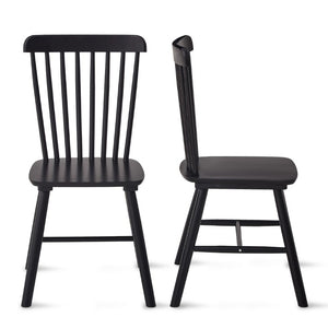 English Elm 2 Solid Rubberwood Dining Chairs FAS Grade Curved Back Matte Farmhouse Seating Set W5815P525470