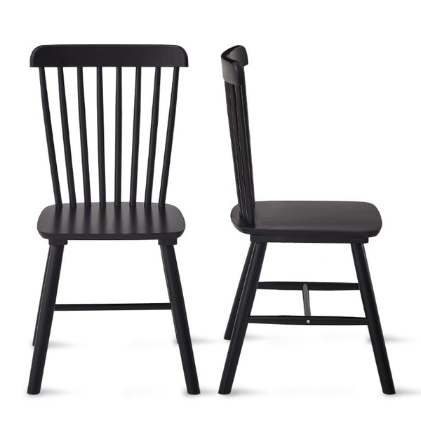 English Elm 2 Solid Rubberwood Dining Chairs FAS Grade Curved Back Matte Farmhouse Seating Set W5815P525470