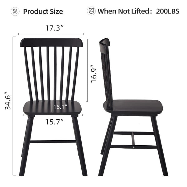 English Elm 2 Solid Rubberwood Dining Chairs FAS Grade Curved Back Matte Farmhouse Seating Set W5815P525470