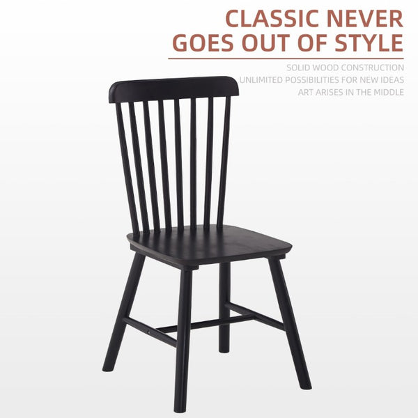 English Elm 2 Solid Rubberwood Dining Chairs FAS Grade Curved Back Matte Farmhouse Seating Set W5815P525470
