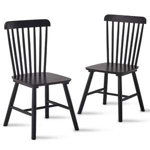 English Elm 2 Solid Rubberwood Dining Chairs FAS Grade Curved Back Matte Farmhouse Seating Set W5815P525470