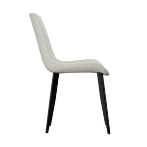 English Elm White Quilted PU Leather Dining Chairs with Matte Steel Legs for Modern Interiors Cream White 20.1 L x 22.8 W x 32.7 H W5815P525472