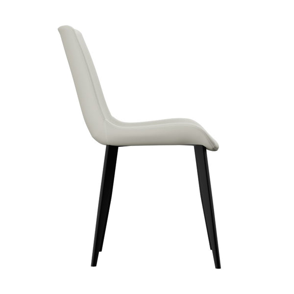 English Elm White Quilted PU Leather Dining Chairs with Matte Steel Legs for Modern Interiors Cream White 20.1 L x 22.8 W x 32.7 H W5815P525472