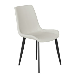 English Elm White Quilted PU Leather Dining Chairs with Matte Steel Legs for Modern Interiors Cream White 20.1 L x 22.8 W x 32.7 H W5815P525472