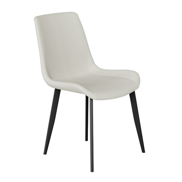English Elm White Quilted PU Leather Dining Chairs with Matte Steel Legs for Modern Interiors Cream White 20.1 L x 22.8 W x 32.7 H W5815P525472
