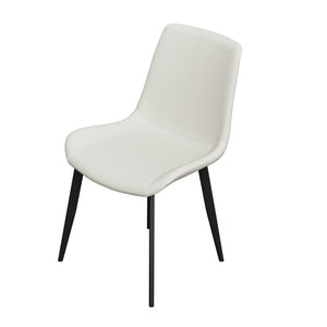 English Elm White Quilted PU Leather Dining Chairs with Matte Steel Legs for Modern Interiors Cream White 20.1 L x 22.8 W x 32.7 H W5815P525472