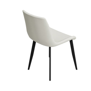 English Elm White Quilted PU Leather Dining Chairs with Matte Steel Legs for Modern Interiors Cream White 20.1 L x 22.8 W x 32.7 H W5815P525472