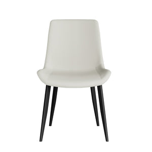 English Elm White Quilted PU Leather Dining Chairs with Matte Steel Legs for Modern Interiors Cream White 20.1 L x 22.8 W x 32.7 H W5815P525472