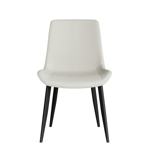 English Elm White Quilted PU Leather Dining Chairs with Matte Steel Legs for Modern Interiors Cream White 20.1 L x 22.8 W x 32.7 H W5815P525472